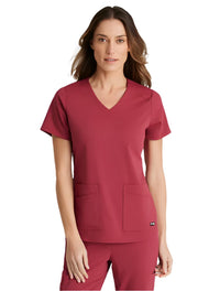 Grey's Anatomy Stretch™ by Barco Emma 4-Pocket V-Neck Scrub Top-Maple Red