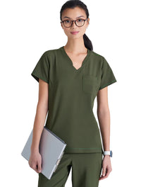 Grey's Anatomy™ Evolve by Barco Sway 1-Pocket Banded V-Neck Scrub Top-Fern