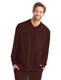 SKECHERS™ by Barco Structure 3-Pocket Crewneck Warmup Scrub Jacket-French Roast