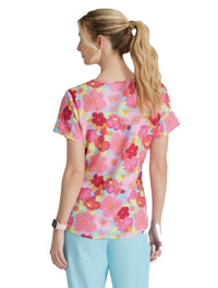 SKECHERS™ by Barco Essence V-Neck Animal Print Top-Blissful Blossom