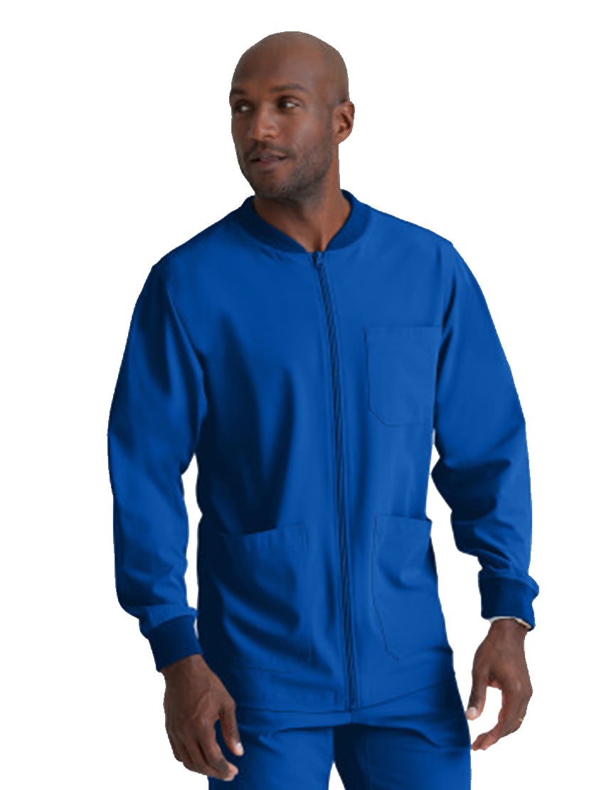 SKECHERS™ by Barco Structure 3-Pocket Crewneck Warmup Scrub Jacket-Galaxy