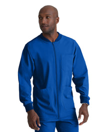 SKECHERS™ by Barco Structure 3-Pocket Crewneck Warmup Scrub Jacket-Galaxy