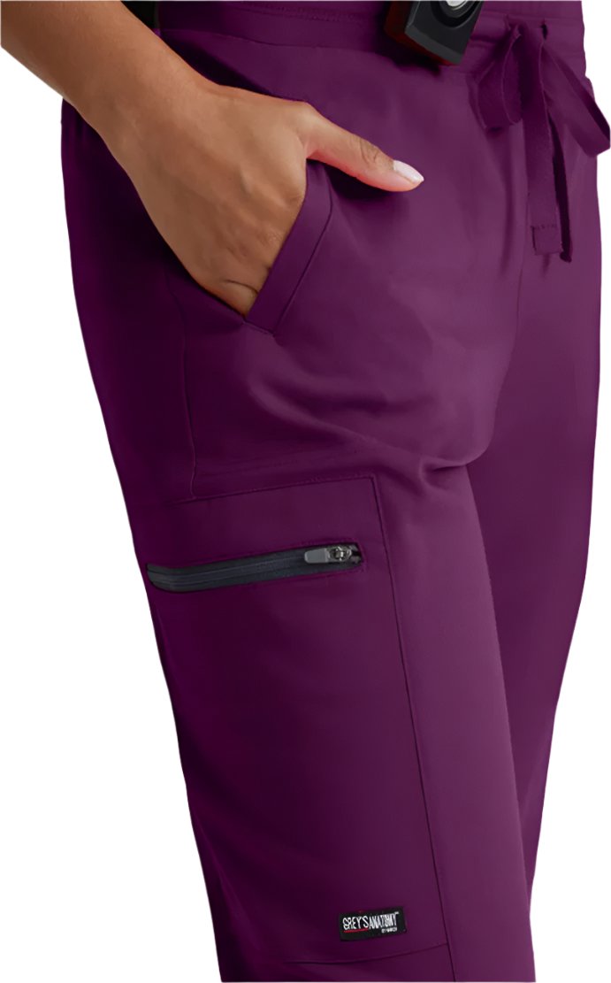 Grey's Anatomy™ by Barco  Kim 3-Pocket Mid-Rise Straight Leg Scrub Pant-Wine