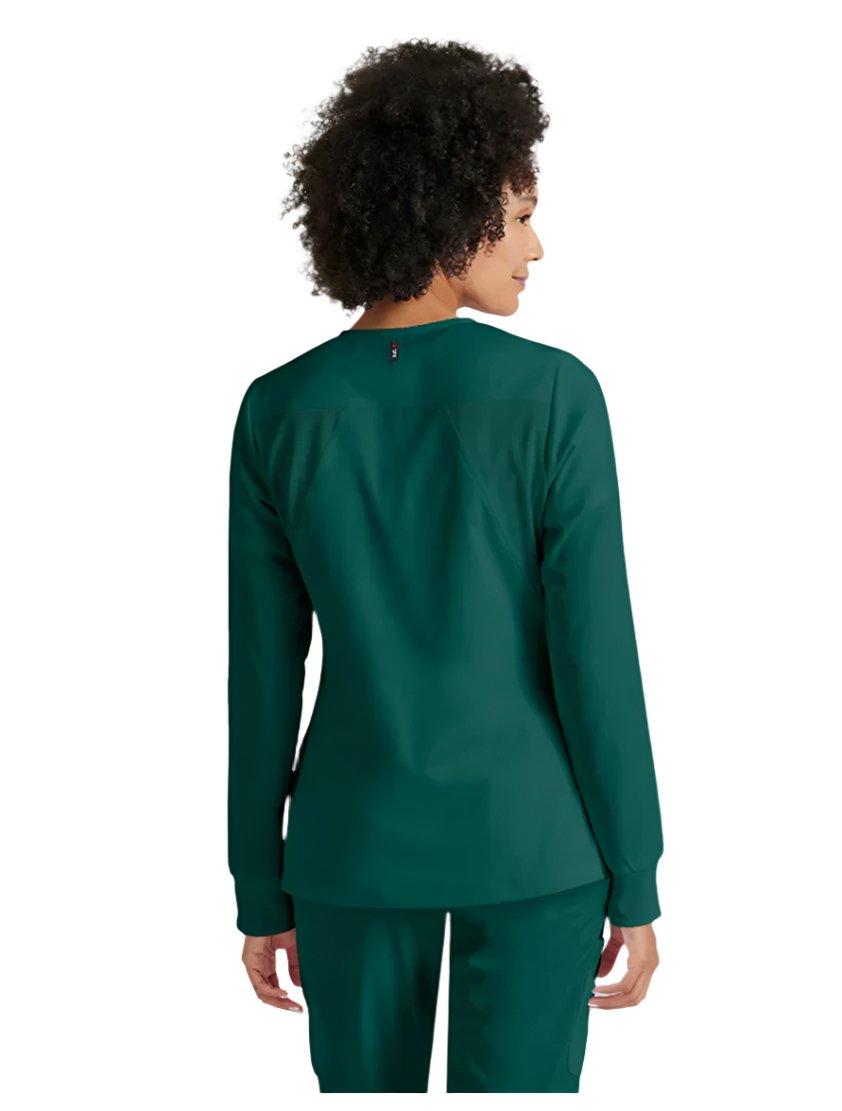 Grey's Anatomy Stretch™ by Barco  Gianna 5-Pocket Crewneck Scrub Jacket-Hunter Green