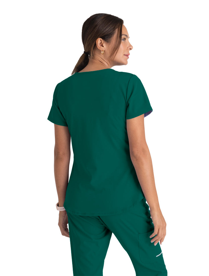 Skechers™ by Barco Breeze 3-Pocket Curved V-Neck Scrub Top-Hunter Green