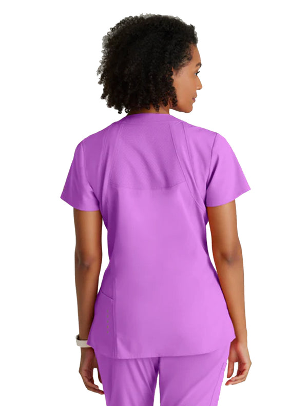 Barco One™ by Barco Racer 4-Pocket V-Neck Scrub Top-Helio 
Purple