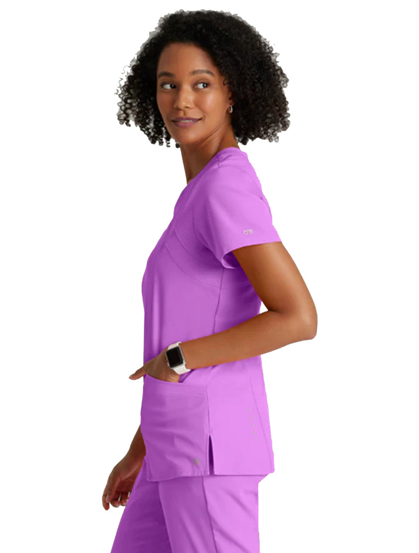 Barco One™ by Barco Racer 4-Pocket V-Neck Scrub Top-Helio 
Purple