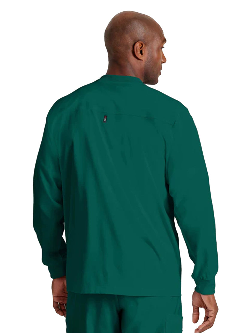 Grey's Anatomy Stretch™ by Barco React 5-Pocket Crewneck Warmup Scrub Jacket-Hunter Green