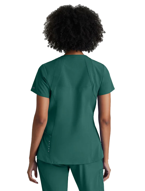 Barco One™ by Barco Racer 4-Pocket V-Neck Scrub Top-Hunter Green