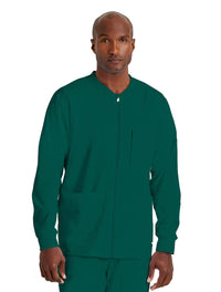 Grey's Anatomy Stretch™ by Barco React 5-Pocket Crewneck Warmup Scrub Jacket-Hunter Green