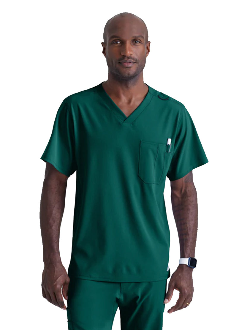 SKECHERS™ by Barco Structure 1-Pocket V-Neck Scrub Top-Hunter Green