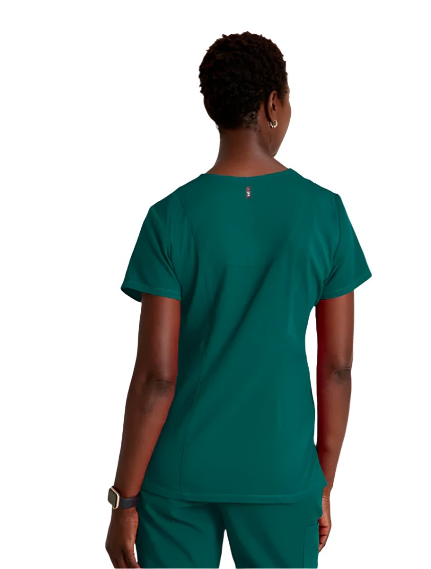 Grey's Anatomy Stretch™ by Barco Serena 3-Pocket Curved V-Neck Scrub Top-Hunter green