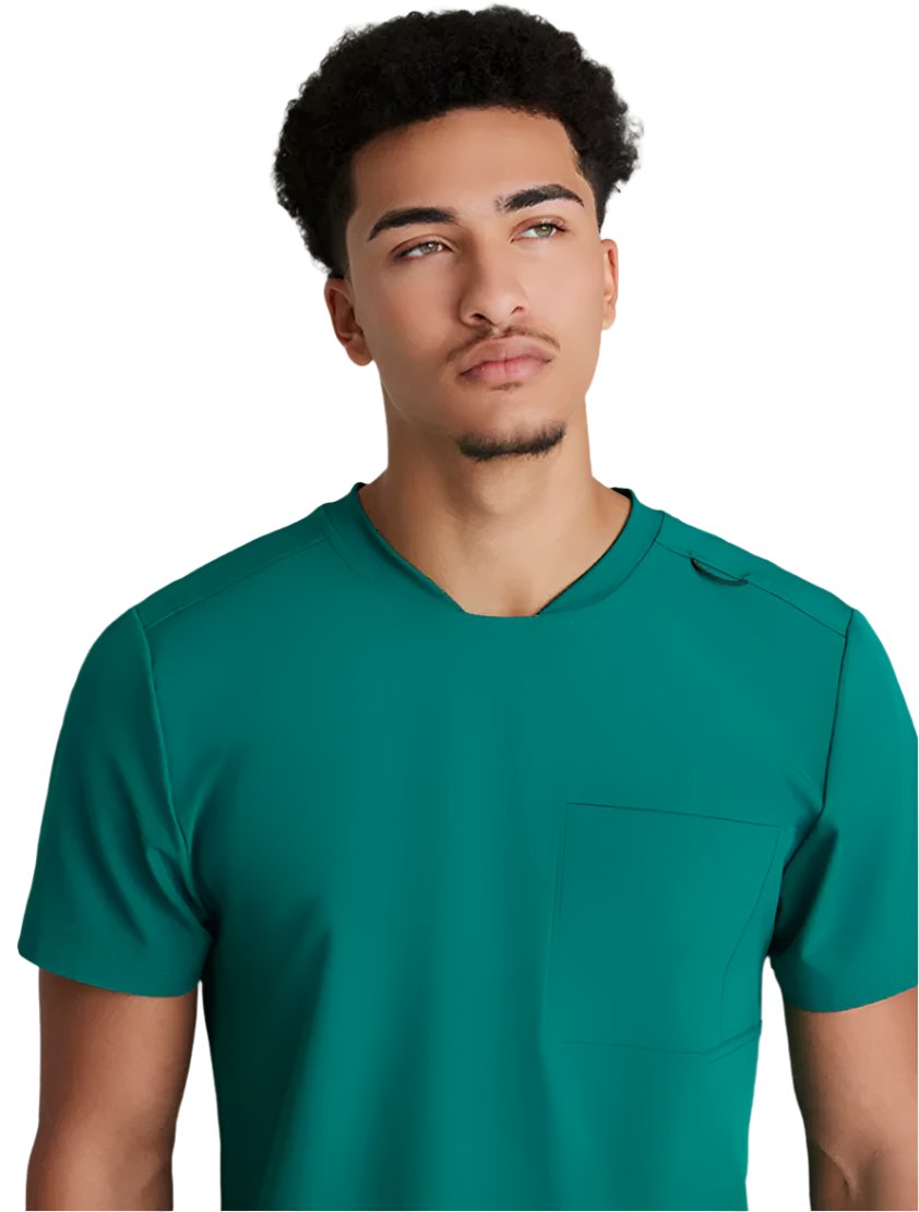 Grey's Anatomy Stretch™ by Barco Thesis 3-Pocket Round Neck Scrub Top - Hunter Green