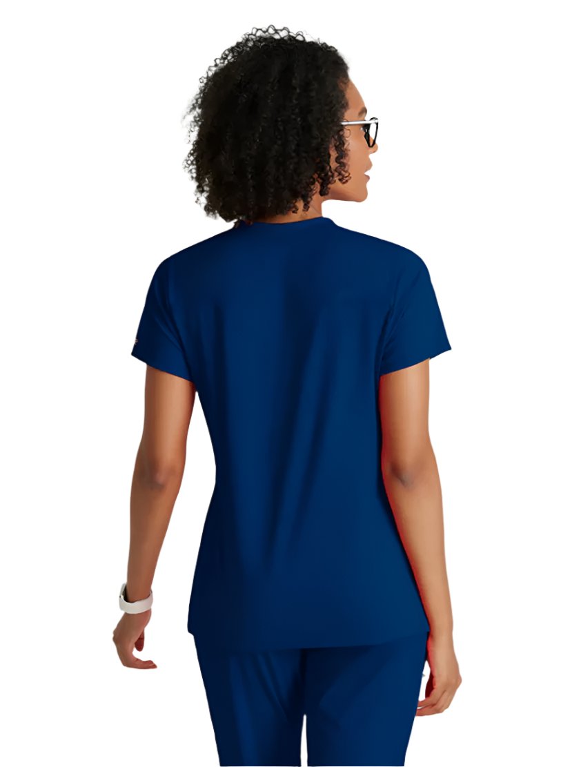 Barco One Performance Knit by Barco Victory Knit 2-Pocket V-Neck Scrub Top - Indigo