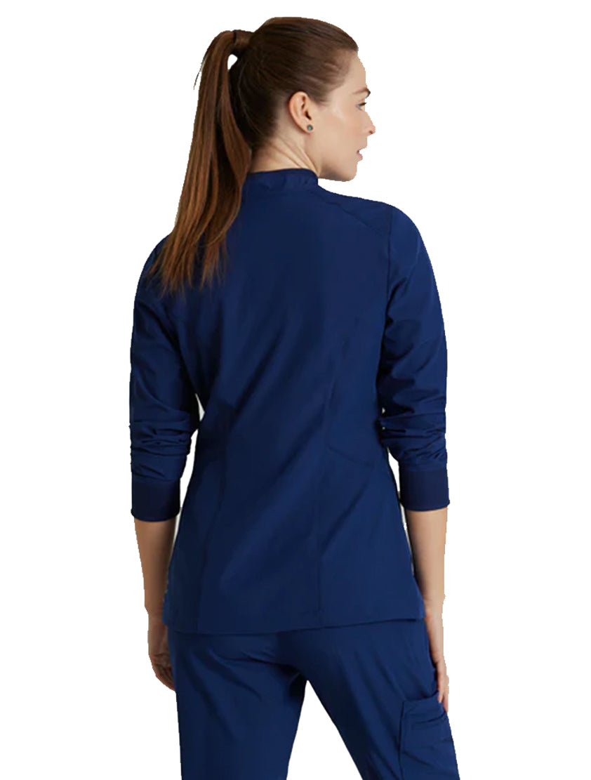 Barco One™ by Barco Venture 4-Pocket Banded Collar Warm-Up Scrub Jacket-Indigo