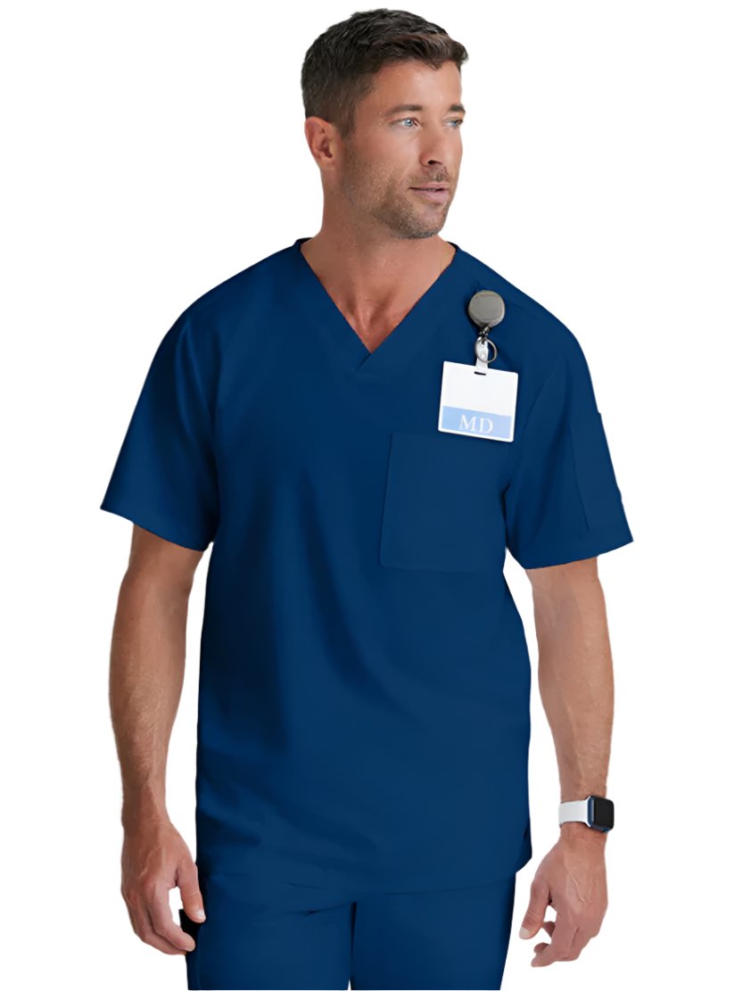 Grey's Anatomy™ by Barco Evan 2-Pocket Neck Scrub Top-Indigo