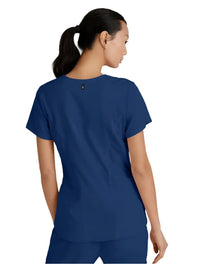 Grey's Anatomy Stretch™ by Barco Carly 3-Pocket Curved V-Neck Scrub Top-Indigo