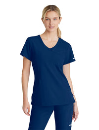 SKECHERS™ by Barco Reliance 3-Pocket Crossover V-Neck Scrub Top-Indigo