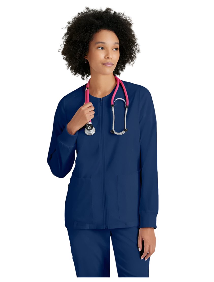 Grey's Anatomy Stretch™ by Barco  Gianna 5-Pocket Crewneck Scrub Jacket-Indigo