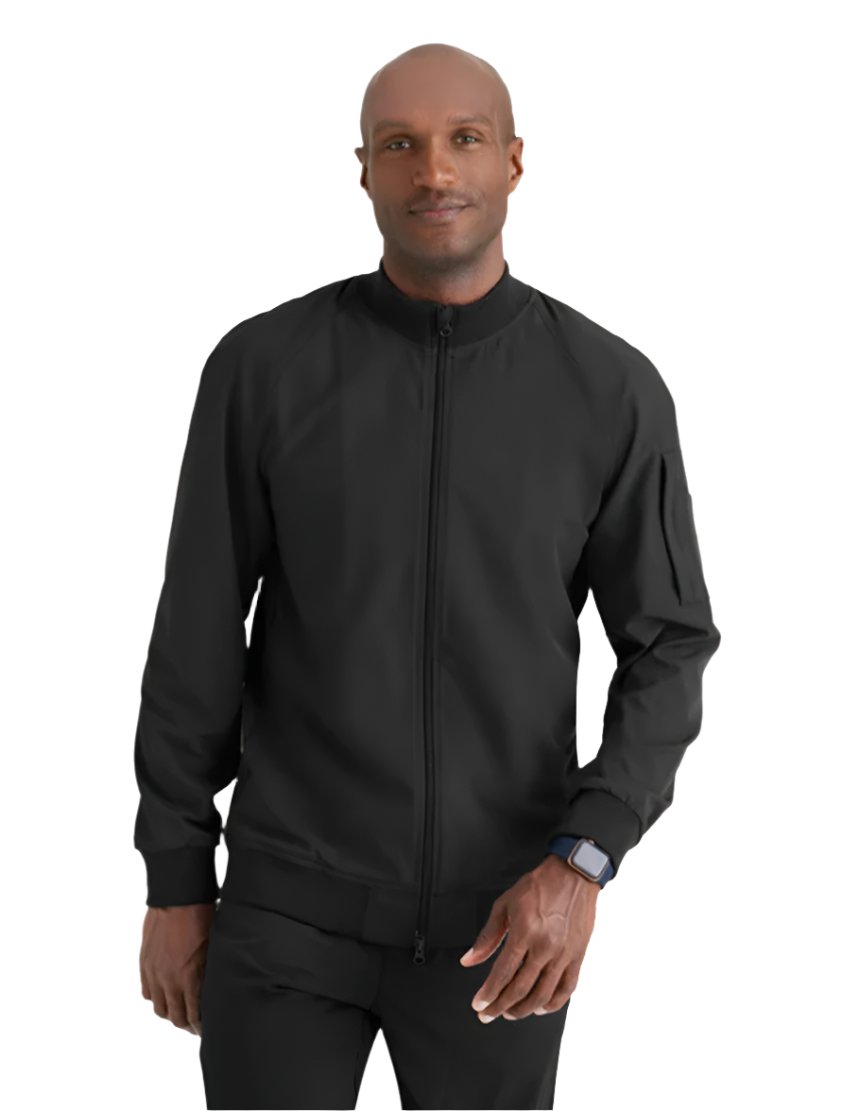 Barco One™ by Barco AMPLIFY 3-POCKET STAND-UP COLLAR WARMUP SCRUB JACKET-Black