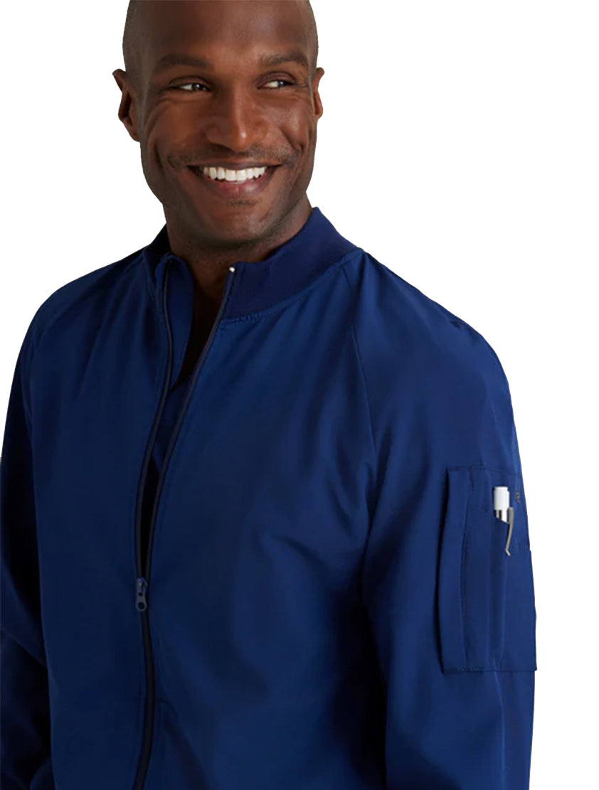 Barco One™ by Barco AMPLIFY 3-POCKET STAND-UP COLLAR WARMUP SCRUB JACKET-Indigo