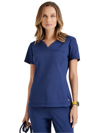 Grey's Anatomy Stretch™ by Barco Capri 2-Pocket Hourglass V-Neck Scrub Top-Indigo