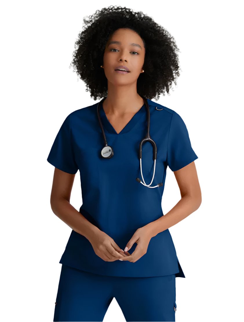 Grey's Anatomy Stretch™ by Barco  Bree 1-Pocket Tuck-In Scrub Top-Indigo