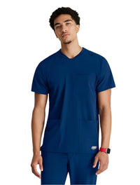 Grey's Anatomy Stretch™ by Barco Thesis 3-Pocket Round Neck Scrub Top - Indigo