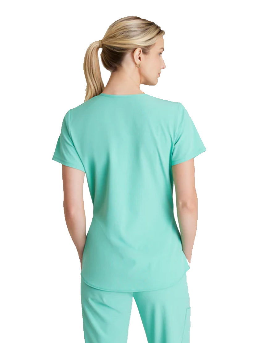 Skechers™ by Barco Breeze 3-Pocket Curved V-Neck Scrub Top-Light Jade