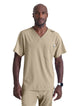 SKECHERS™ by Barco Structure 1-Pocket V-Neck Scrub Top-New Khaki