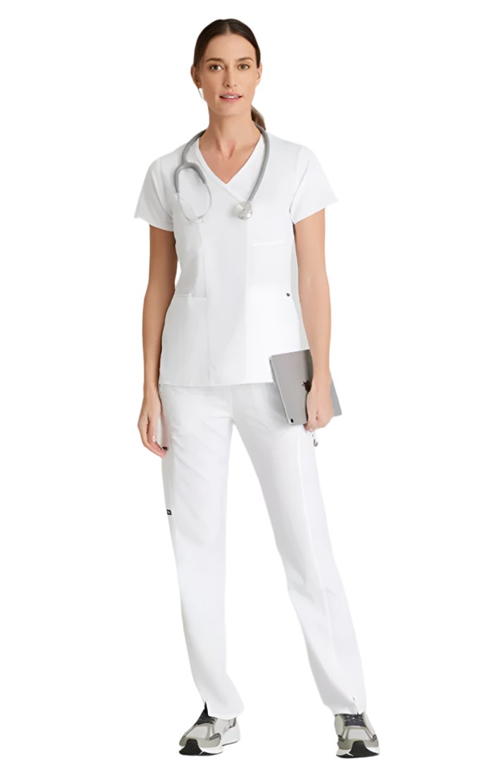 Grey's Anatomy™ by Barco  Kim 3-Pocket Mid-Rise Straight Leg Scrub Pant-White