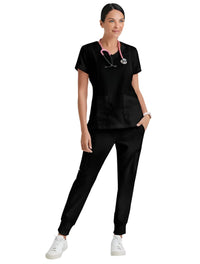 Grey's Anatomy™ by Barco Kira Zipper-Pocket Scrub Top-Black