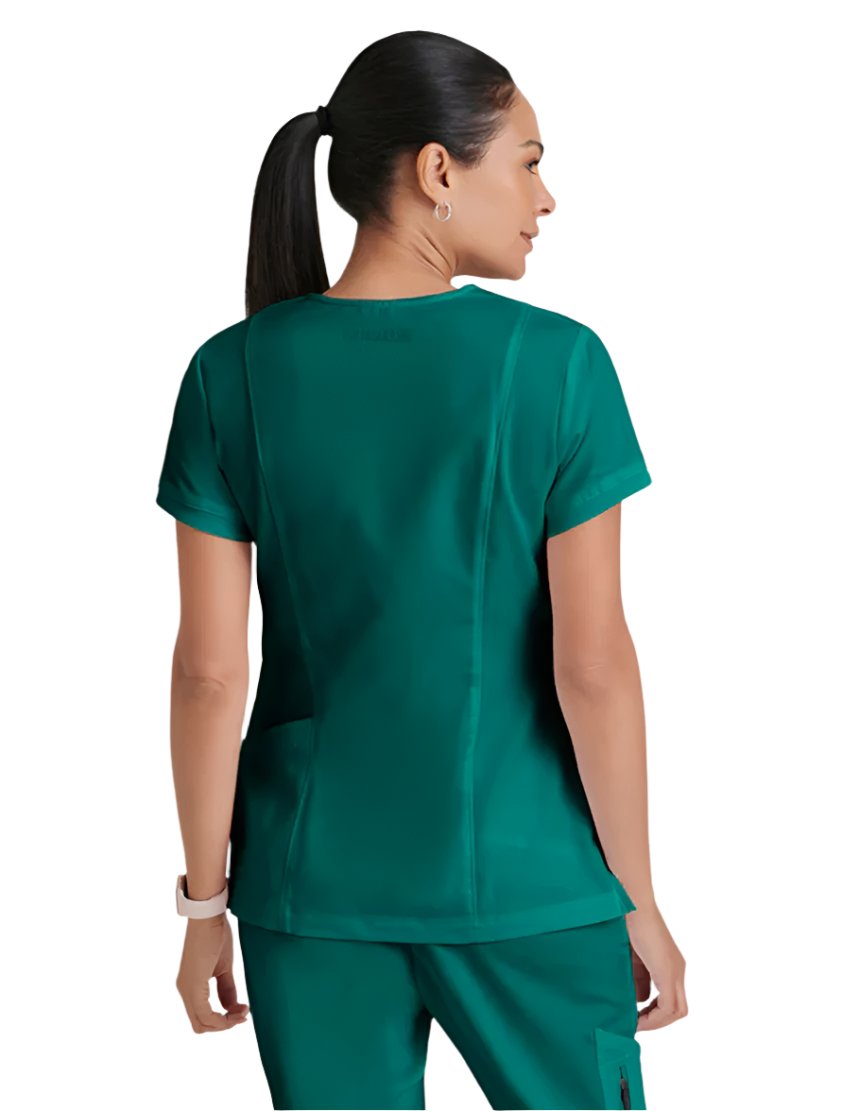 Grey's Anatomy™ by Barco Kira Zipper-Pocket Scrub Top-Hunter Green