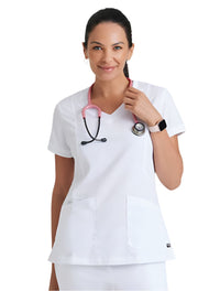 Grey's Anatomy™ by Barco Kira Zipper-Pocket Scrub Top-White