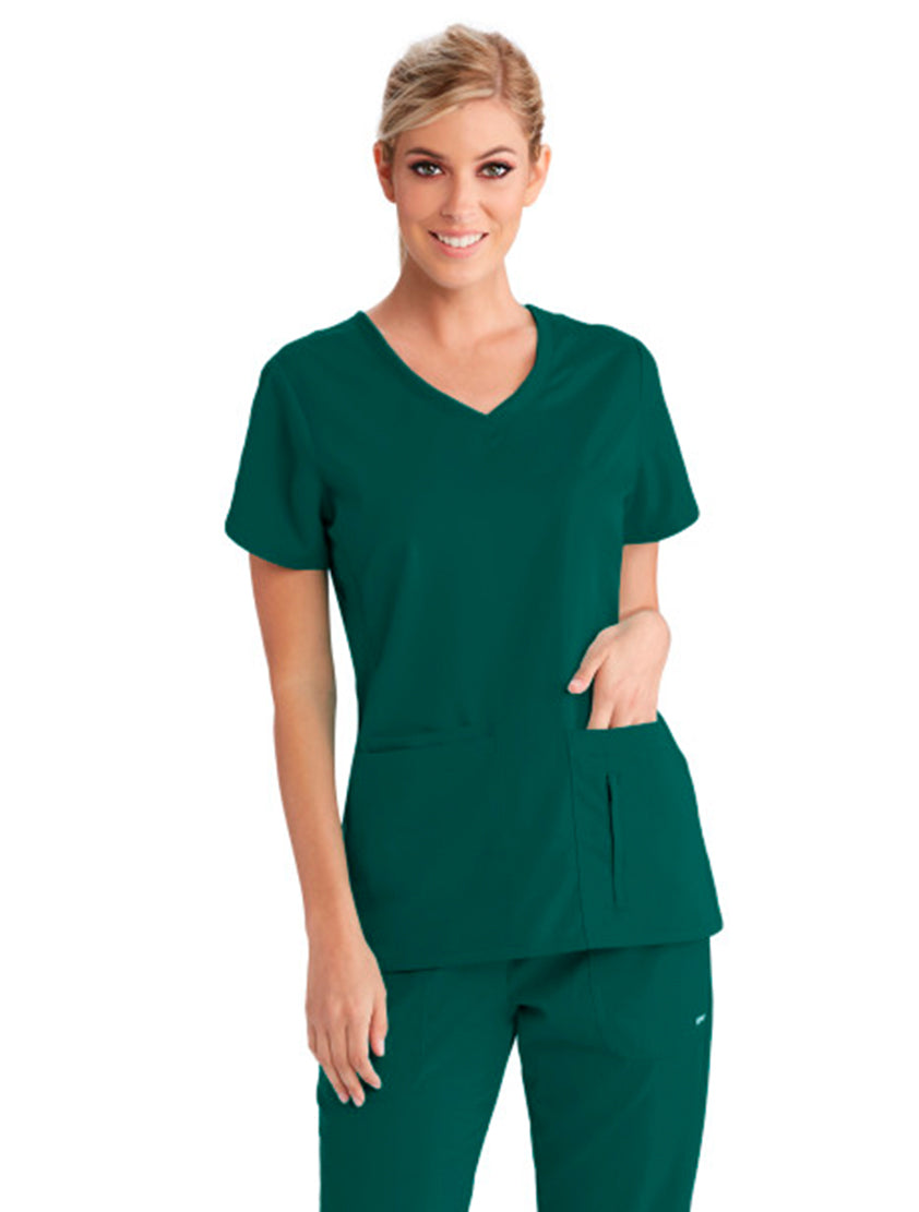 Grey's Anatomy™ by Barco Cora 4-Pocket Scrub Top-Hunter Green