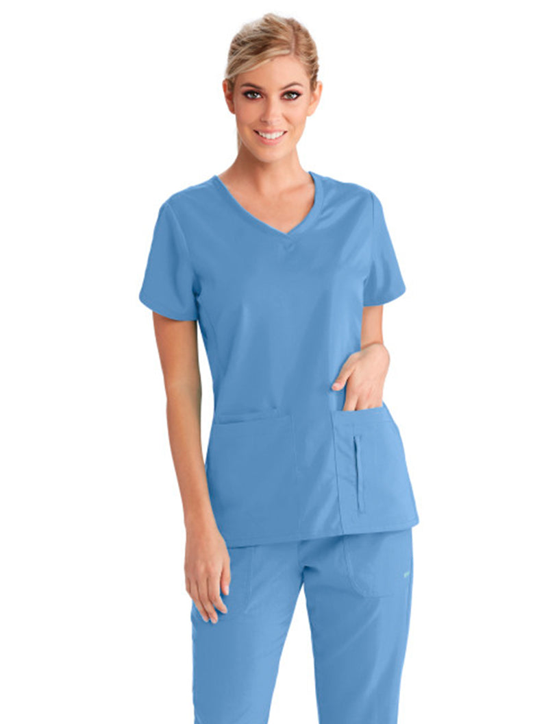 Grey's Anatomy™ by Barco Cora 4-Pocket Scrub Top-Ceil Blue