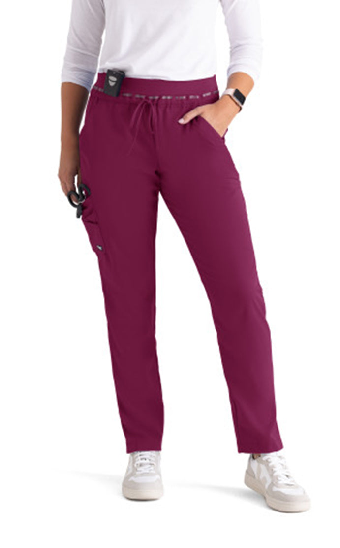 Grey's Anatomy™ Stretch by Barco Serena 7-Pocket Mid-Rise Tappered Leg Scrub Pant-wine