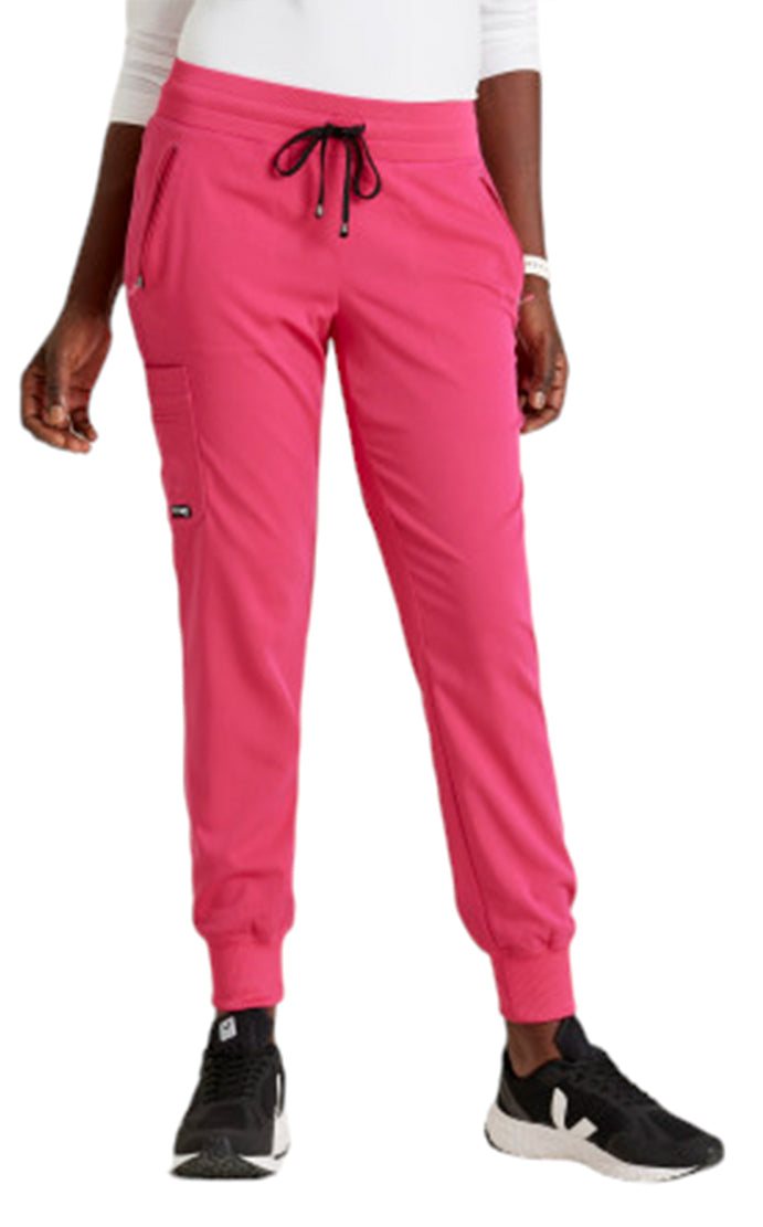Grey's Anatomy Stretch™ by Barco Eden 5-Pocket Mid Rise Jogger Scrub Pant-Vibrance Pink