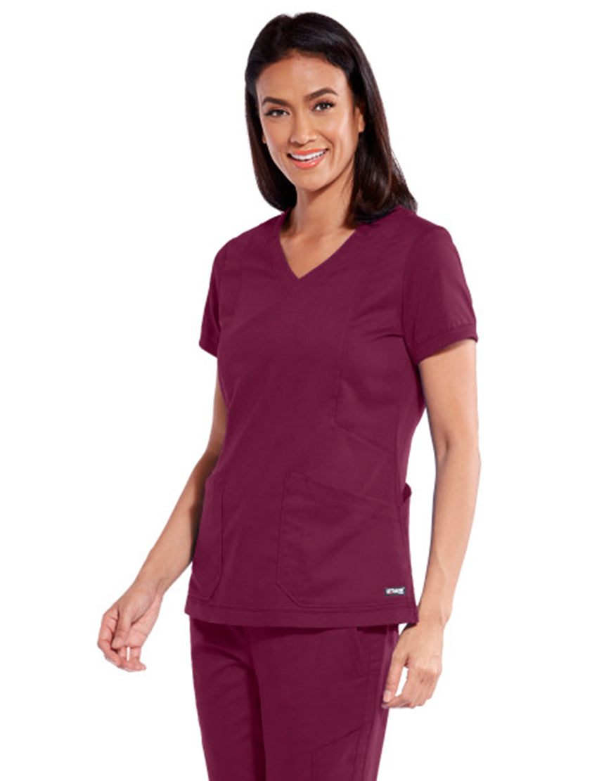 Grey's Anatomy™ by Barco Kira Zipper-Pocket Scrub Top-Wine