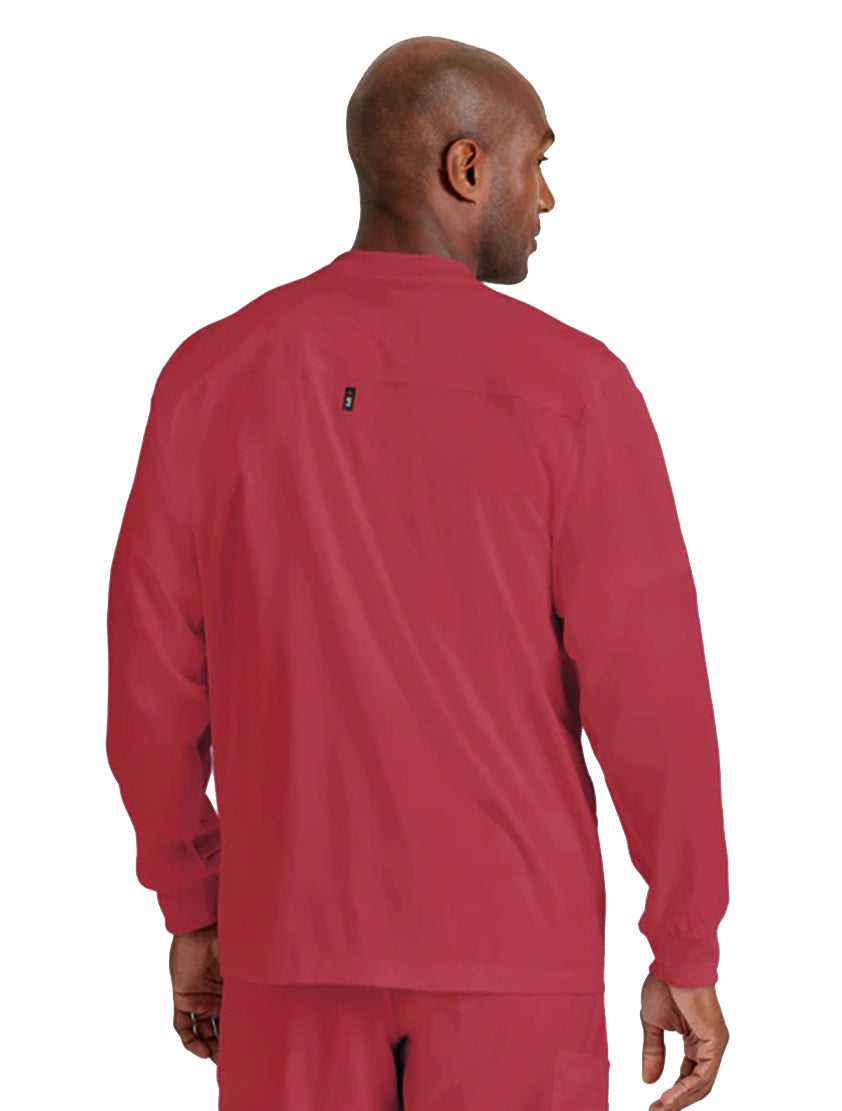 Grey's Anatomy Stretch™ by Barco React 5-Pocket Crewneck Warmup Scrub Jacket-Maple Red