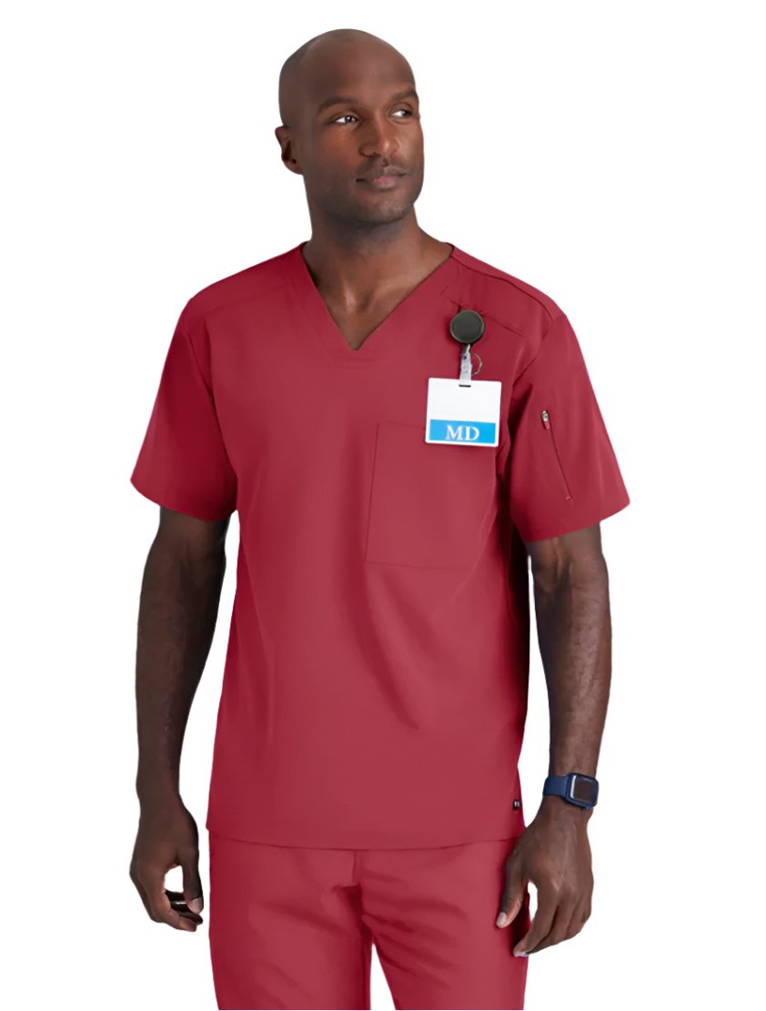 Grey's Anatomy Stretch™ by Barco Murphy 2-Pocket V-Neck Scrub Top-Maple Red