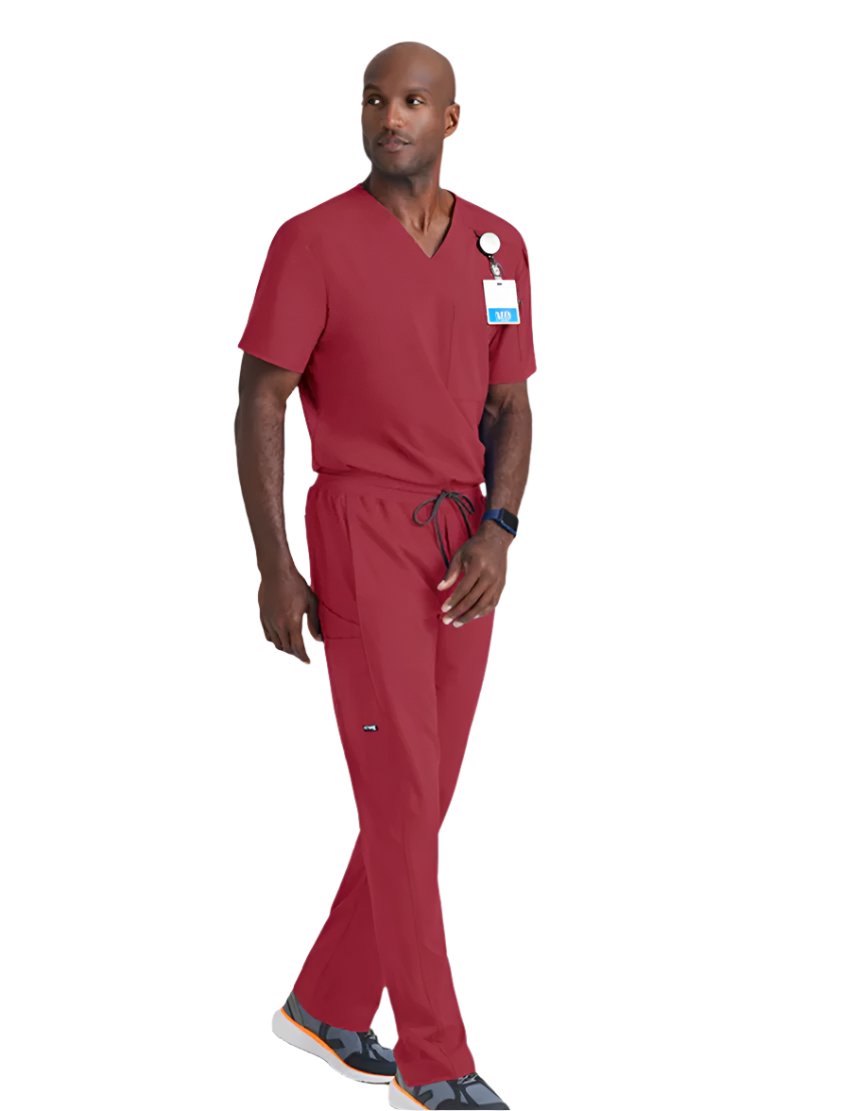 Grey's Anatomy Stretch™ by Barco Murphy 2-Pocket V-Neck Scrub Top-Maple Red