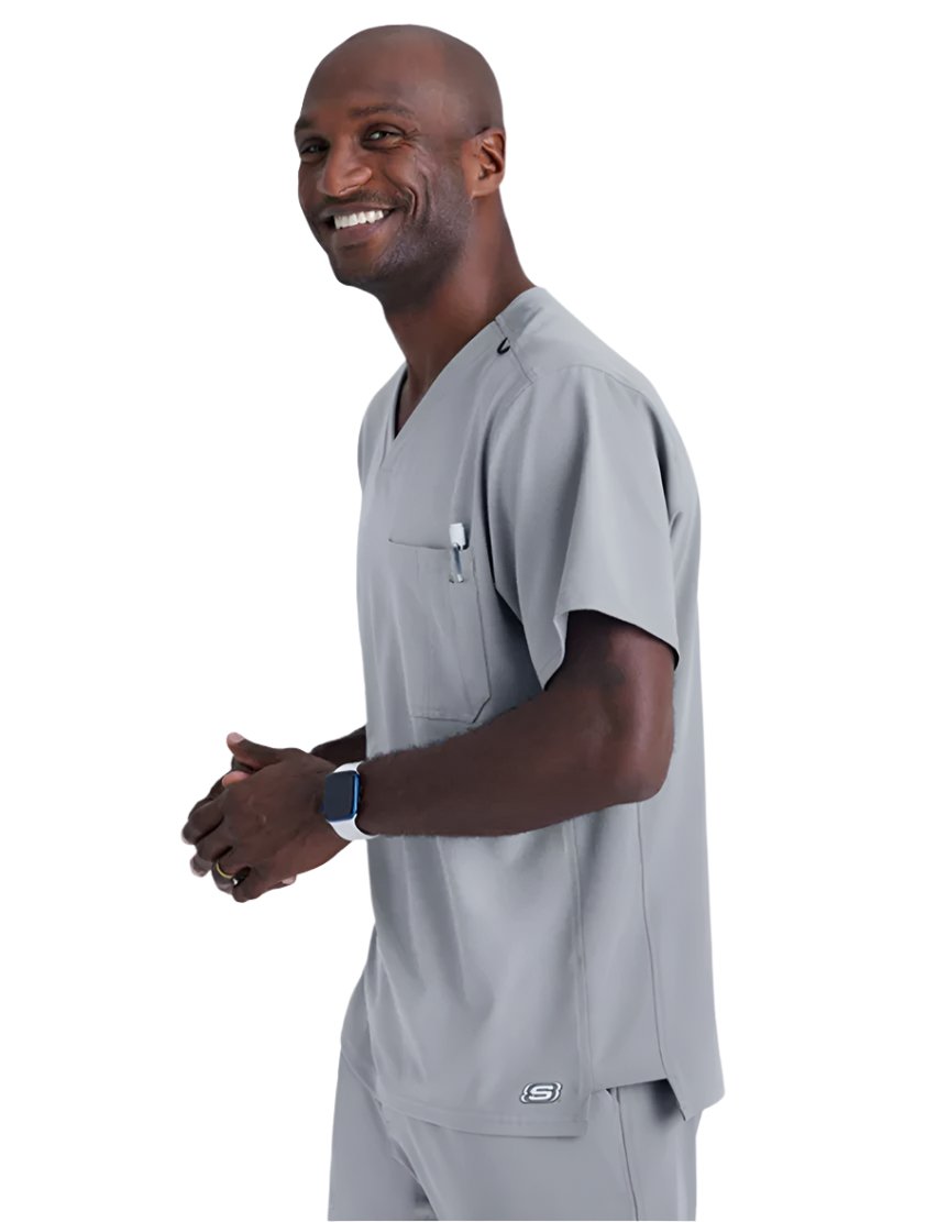 SKECHERS™ by Barco Structure 1-Pocket V-Neck Scrub Top-Moonstruck