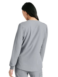 SKECHERS™ by Barco Stabilty 2-Pocket Crewneck Snap-Front Scrub Jacket - Moonstruck