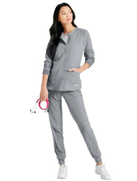 SKECHERS™ by Barco Stabilty 2-Pocket Crewneck Snap-Front Scrub Jacket - Moonstruck