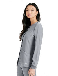 SKECHERS™ by Barco Stabilty 2-Pocket Crewneck Snap-Front Scrub Jacket - Moonstruck