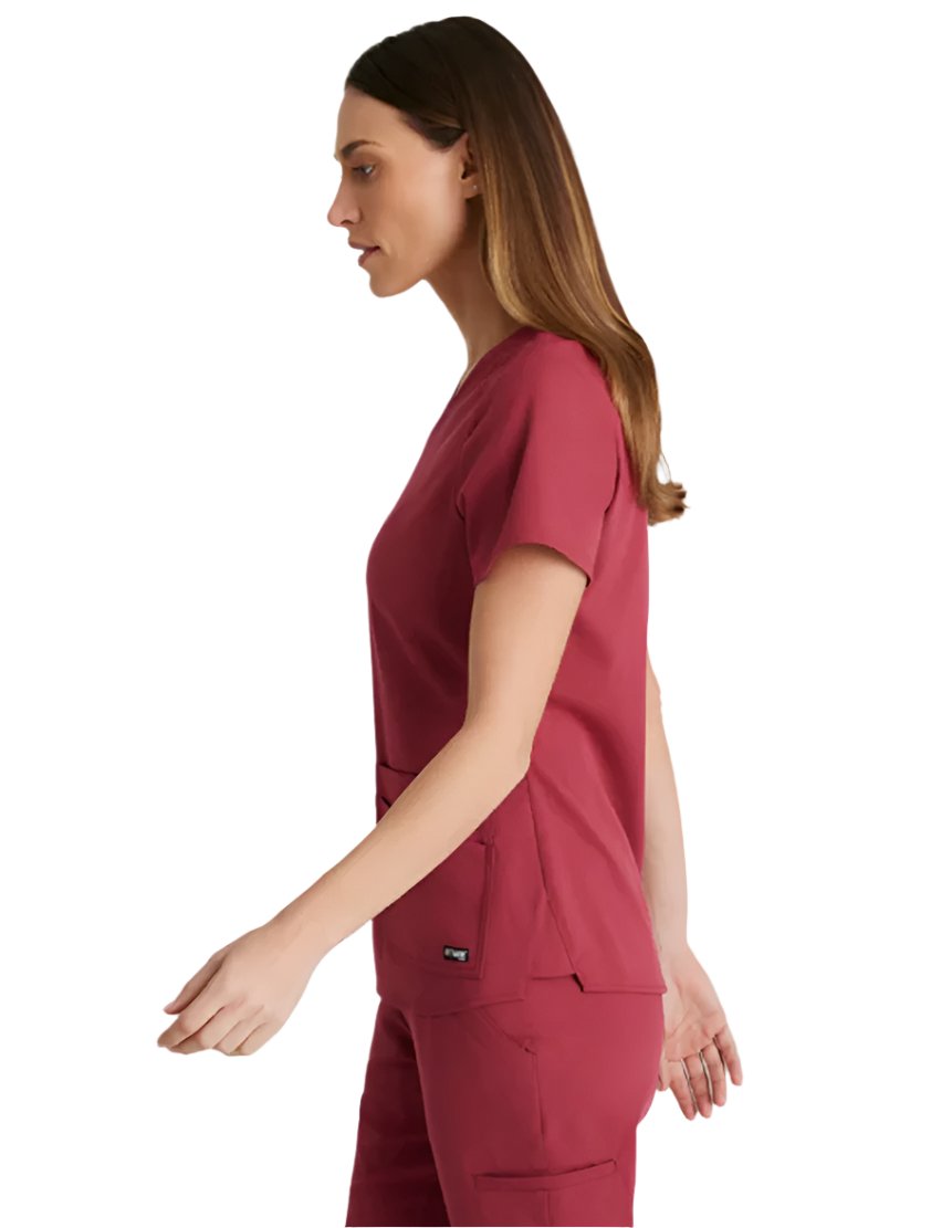 Grey's Anatomy Stretch™ by Barco Emma 4-Pocket V-Neck Scrub Top-Maple Red