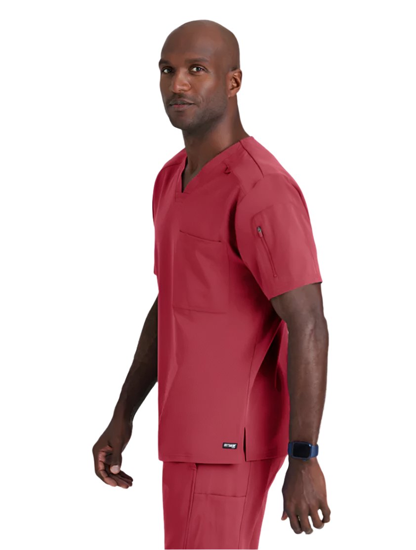 Grey's Anatomy Stretch™ by Barco Murphy 2-Pocket V-Neck Scrub Top-Maple Red