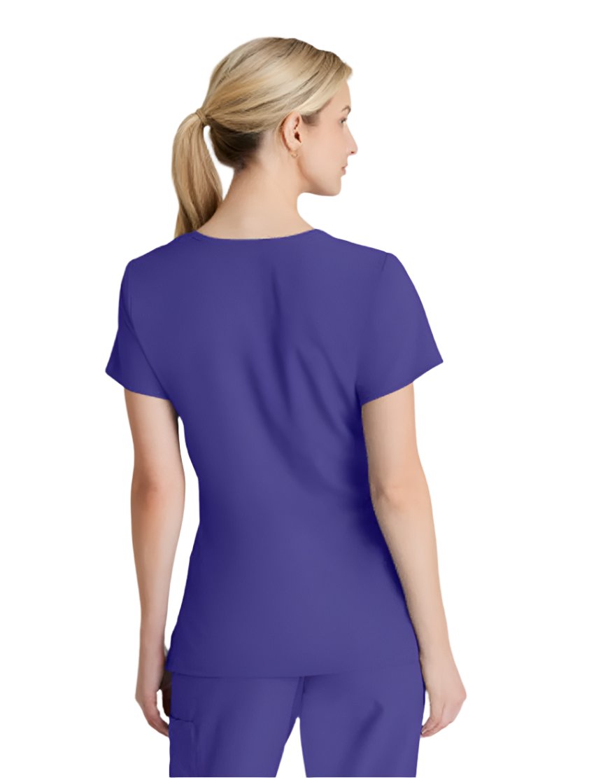 SKECHERS™ by Barco Reliance 3-Pocket Crossover V-Neck Scrub Top-New Grape