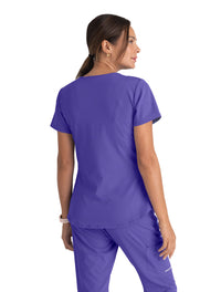 Skechers™ by Barco Breeze 3-Pocket Curved V-Neck Scrub Top-New Grape